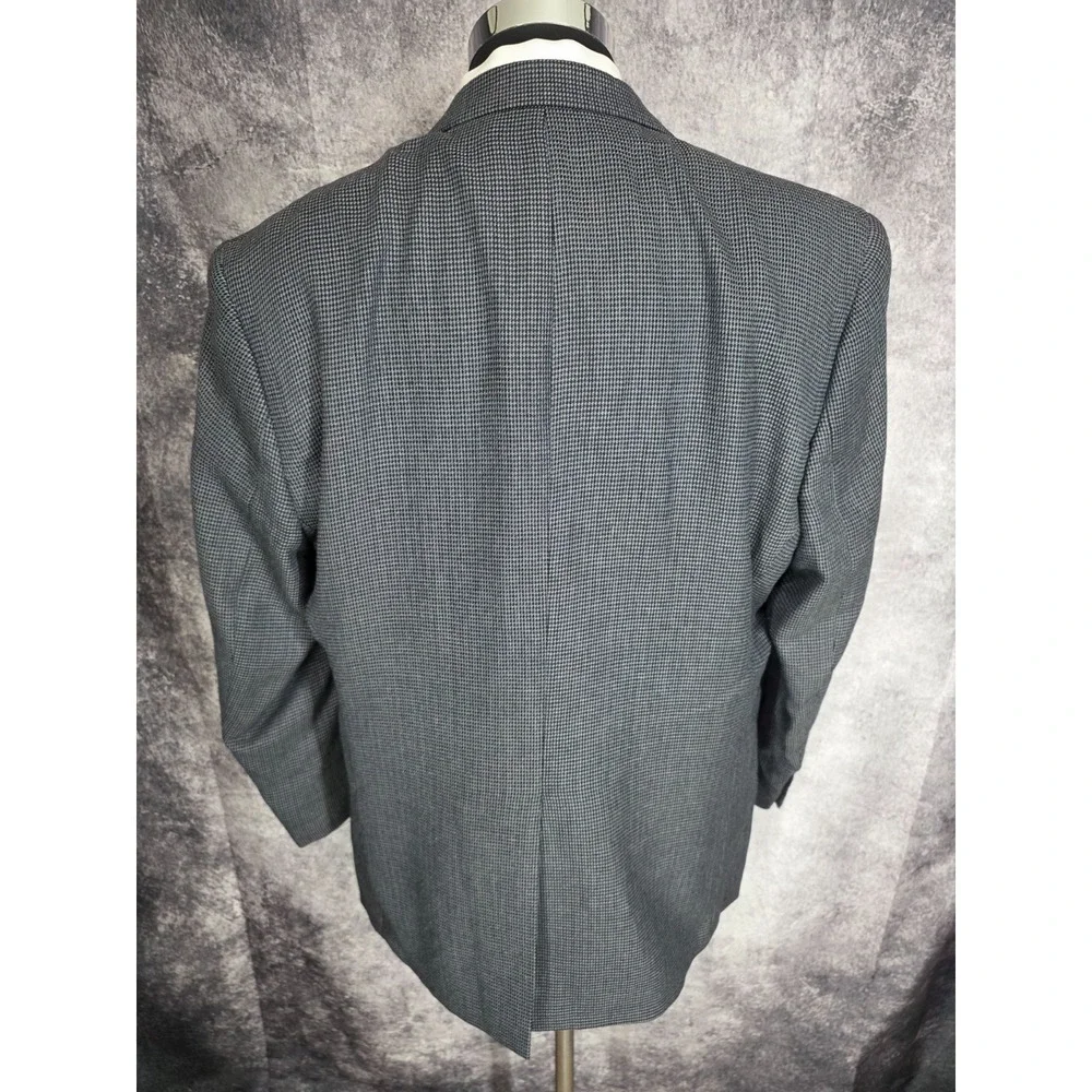 Michael Kors Blazer‎ Jacket Mens 44R Gray Houndstooth Sport Coat Polyester Blend